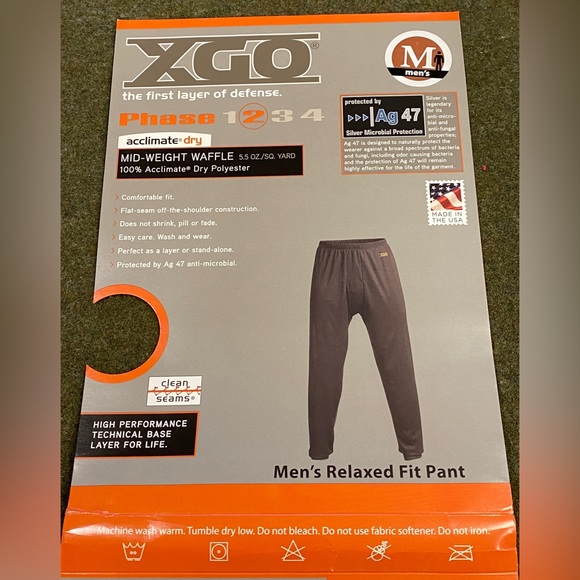 NEW Black-XGO Phase 2 Mid-Weight Waffle Thermal Pants, Men’s Medium 32-34” Waist - Picture 8 of 9